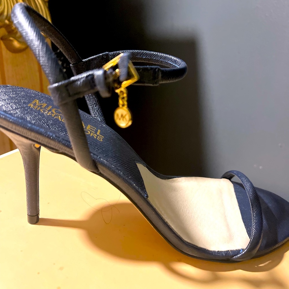 SALE SALE  MICHAEL KORS DARK BLUE, GOLD LOGO SANDAL